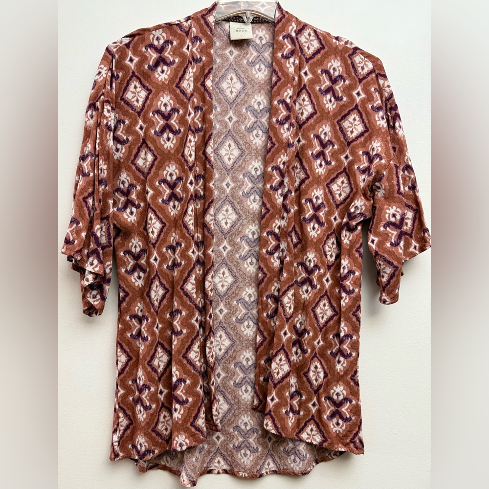 Knox Rose Women's Southwestern Kimono in Brown and Cream